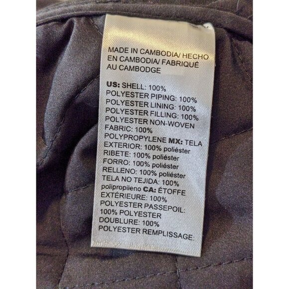 Chicos New Womens Jacket Black Gray Cheetah Quilted Snap Button Coat Size 2P MP - Picture 10 of 11